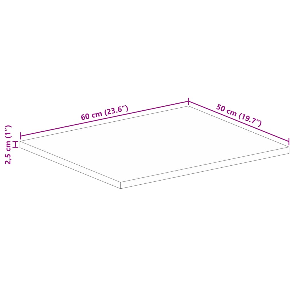 Tischplatte 60x50x2,5 cm Rechteckig Altholz Massiv