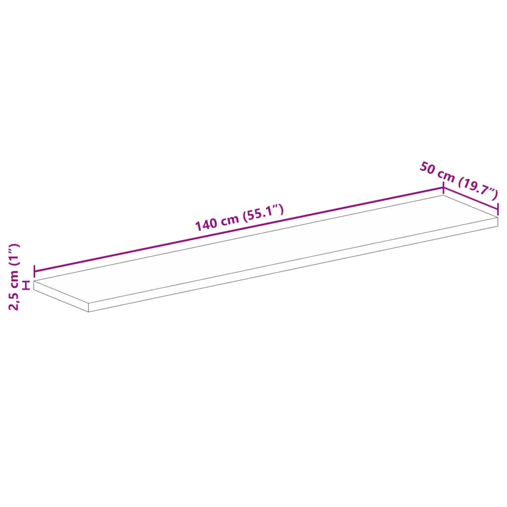 Tischplatte 140x50x2,5 cm Rechteckig Altholz Massiv