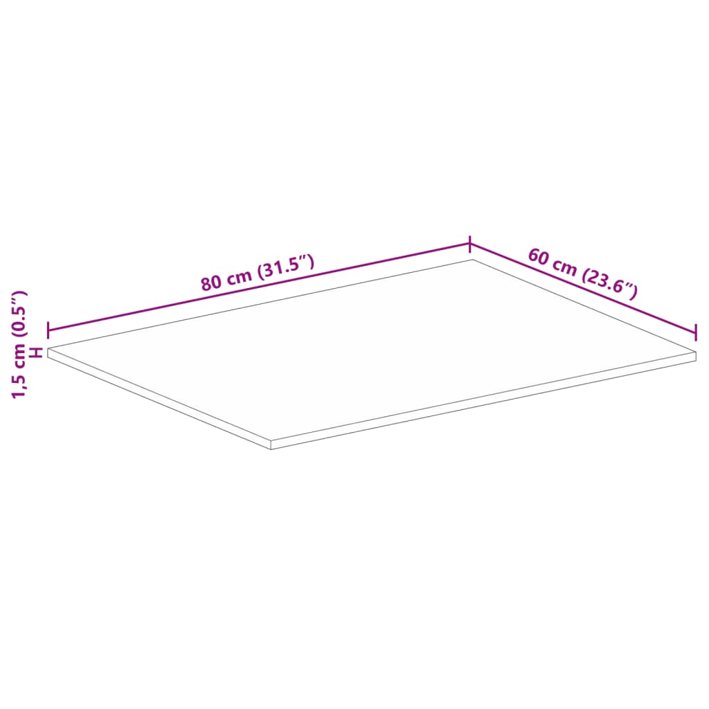 Tischplatte 80x60x1,5 cm Rechteckig Altholz Massiv