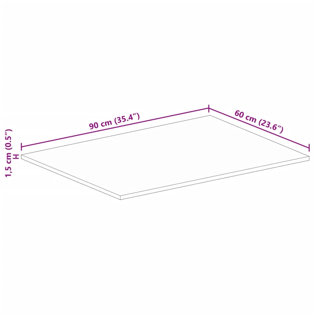 Tischplatte 90x60x1,5 cm Rechteckig Altholz Massiv