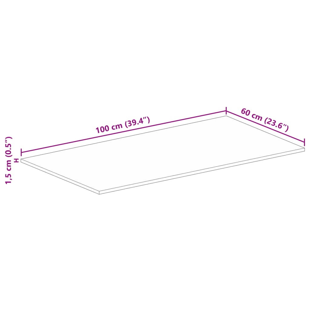 Tischplatte 100x60x1,5 cm Rechteckig Altholz Massiv