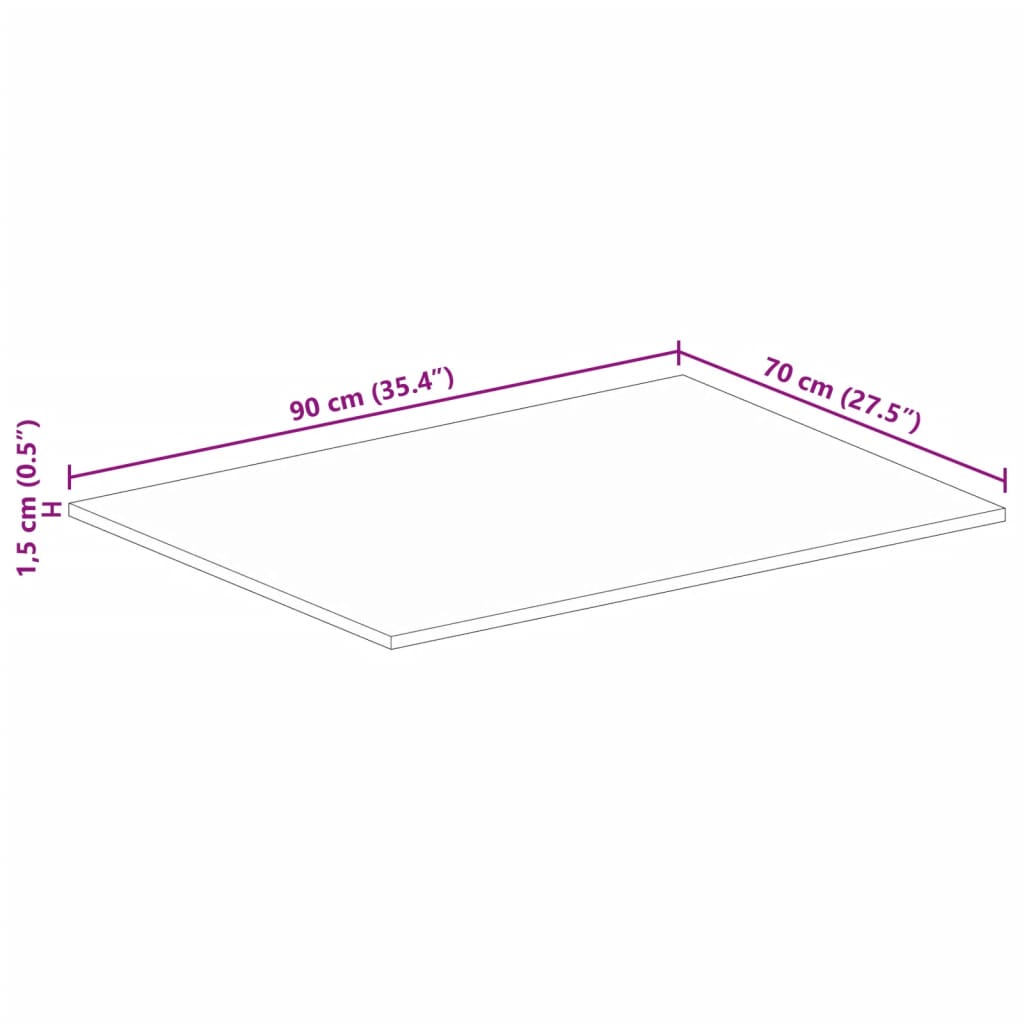 Tischplatte 90x70x1,5 cm Rechteckig Altholz Massiv