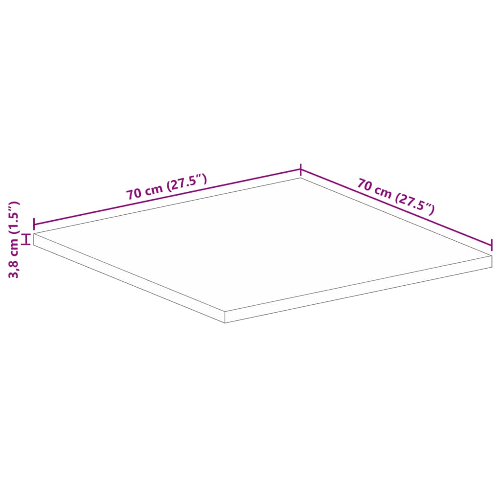 Tischplatte 70x70x3,8 cm Quadratisch Altholz Massiv