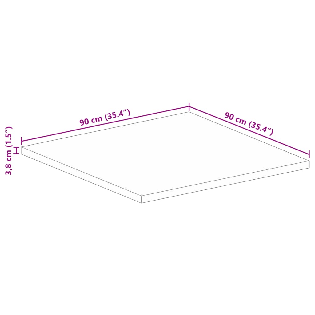 Tischplatte 90x90x3,8 cm Quadratisch Altholz Massiv