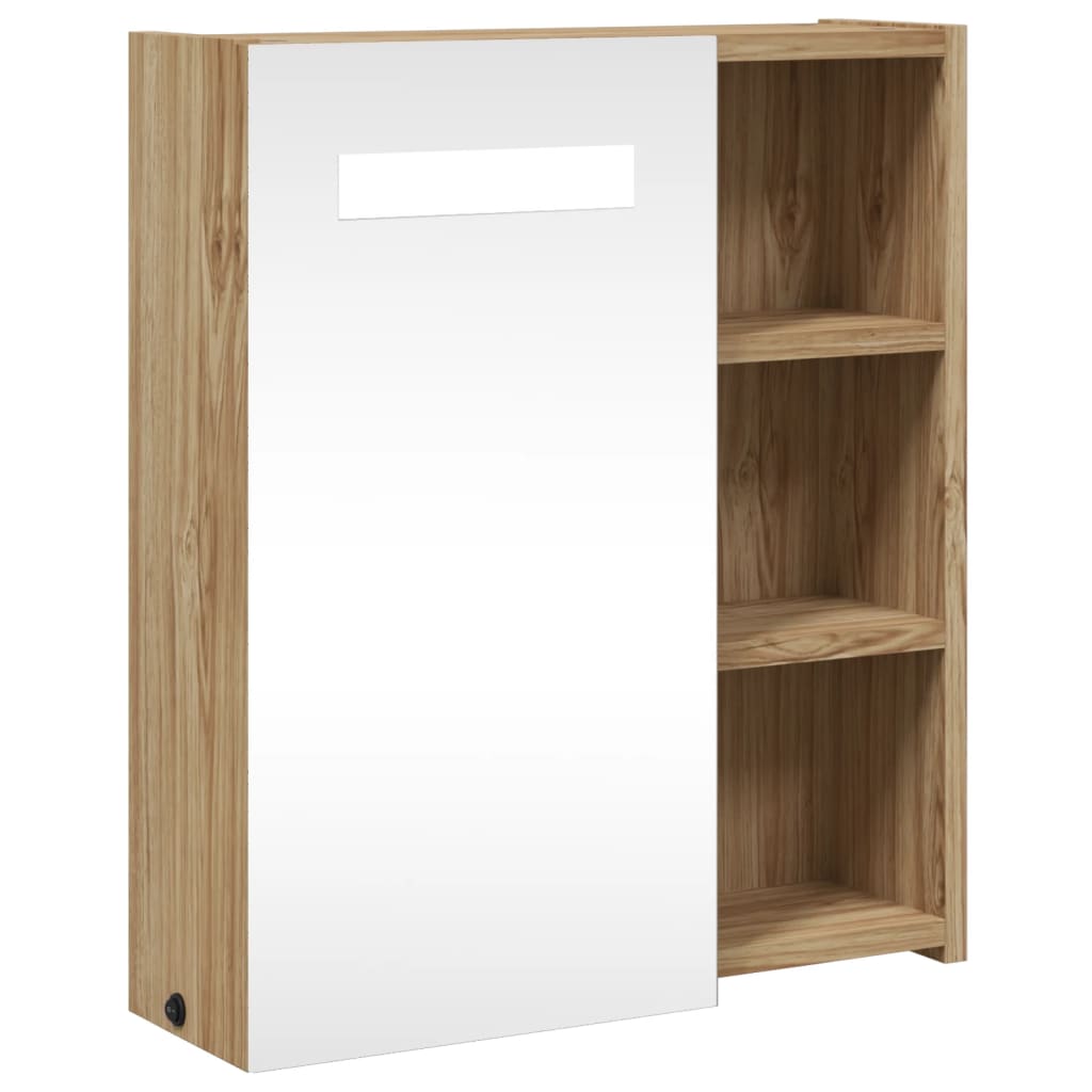 Spiegelschrank mit LED-Beleuchtung Eichenoptik 45x13x52 cm