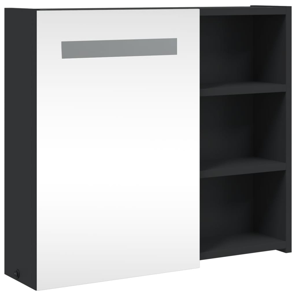 Spiegelschrank mit LED-Beleuchtung Schwarz 60x13x52 cm