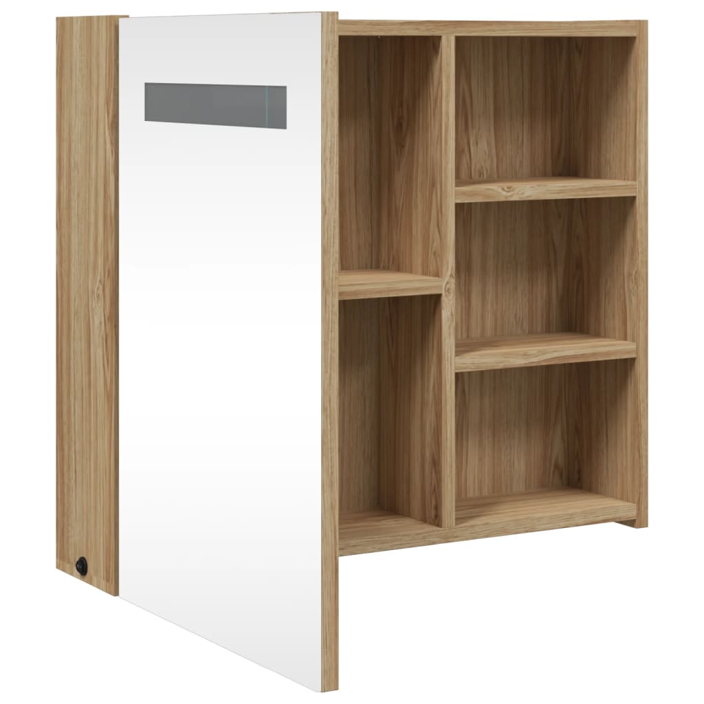 Spiegelschrank mit LED-Beleuchtung Eichenoptik 60x13x52 cm