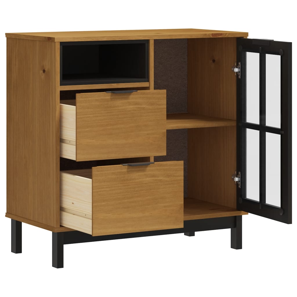 Sideboard mit Glastür FLAM 80x40x80 cm Massivholz Kiefer