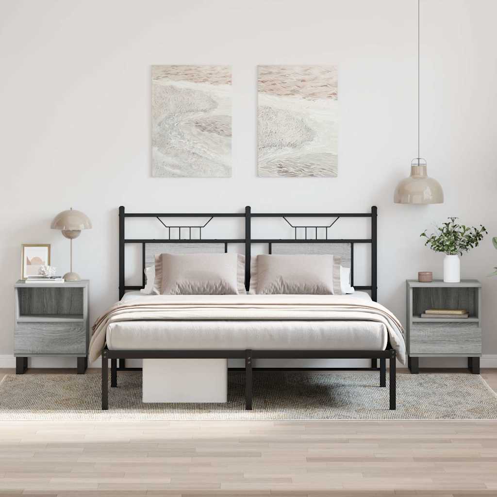 Nachttische 2 Stk. Grau Sonoma 40x35x50 cm Holzwerkstoff