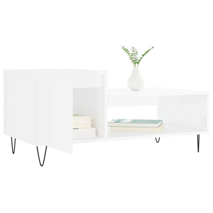 Couchtisch Hochglanz-Weiß 100x50x45 cm Holzwerkstoff
