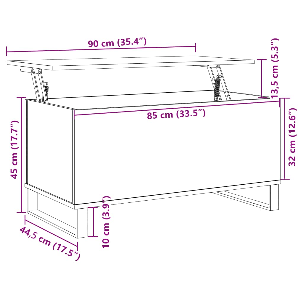 Couchtisch Räuchereiche 90x44,5x45 cm Holzwerkstoff