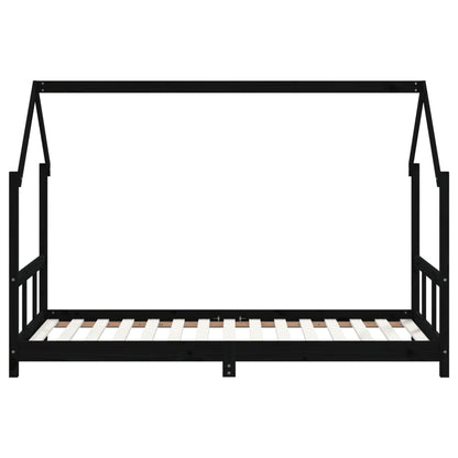 Kinderbett Schwarz 90x190 cm Massivholz Kiefer