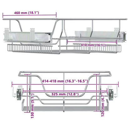 Küchen-Drahtkörbe 2 Stk. Ausziehbar Silbern 45 cm