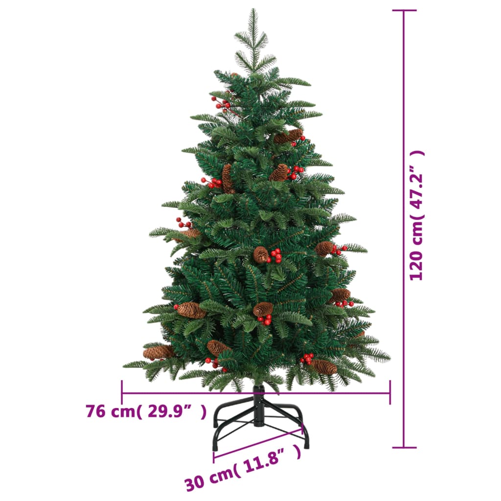 Künstlicher Weihnachtsbaum Klappbar mit Zapfen Beeren 120 cm