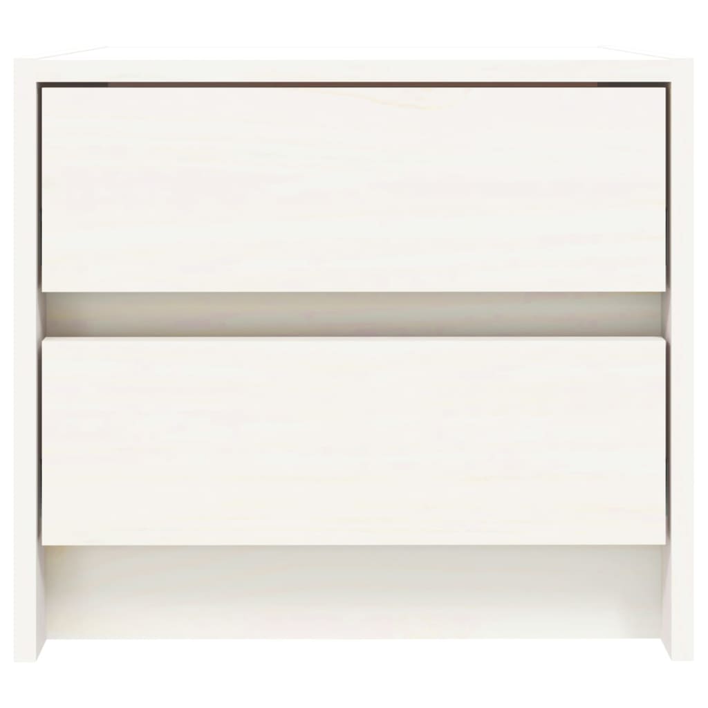 Nachttische 2 Stk. Weiß 40x31x35,5 cm Massivholz Kiefer