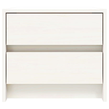 Nachttische 2 Stk. Weiß 40x31x35,5 cm Massivholz Kiefer