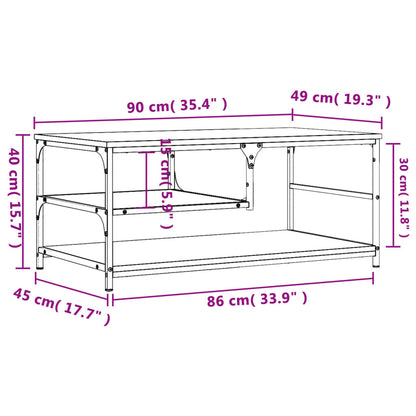 Couchtisch Grau Sonoma 90x49x40 cm Holzwerkstoff