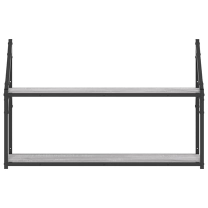 Wandregal 2 Fächer Grau Sonoma 80x21x51 cm Holzwerkstoff