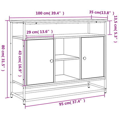 Sideboard Braun Eichen-Optik 100x35x80 cm Holzwerkstoff