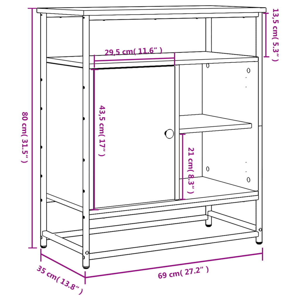 Sideboard Sonoma-Eiche 69 x 35 x 80 cm Holzwerkstoff