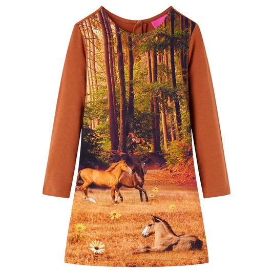 Kinderkleid mit Langen Ärmeln Cognac 104