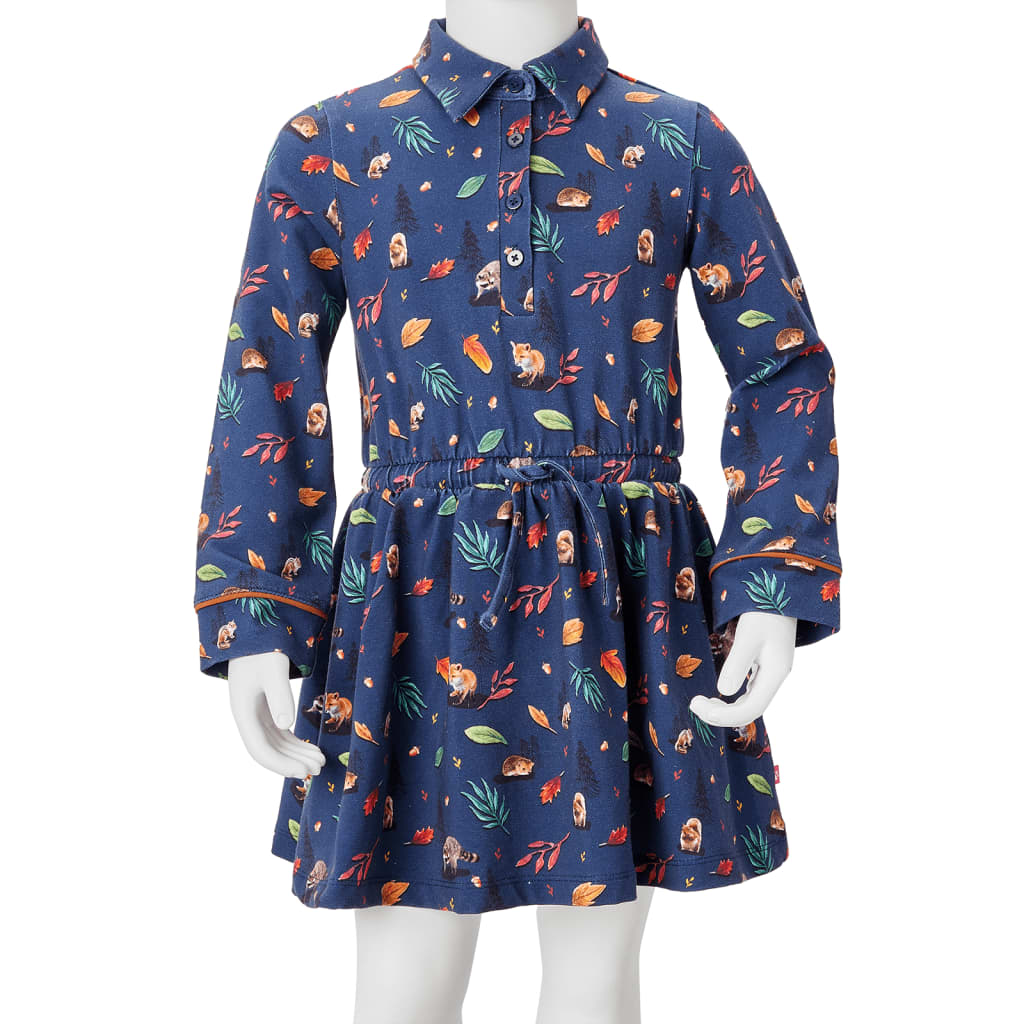 Kinderkleid mit Langen Ärmeln Marineblau 92