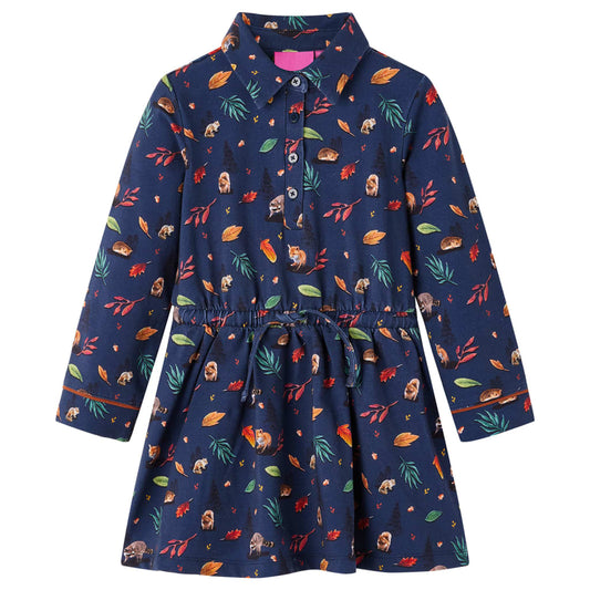 Kinderkleid mit Langen Ärmeln Marineblau 104