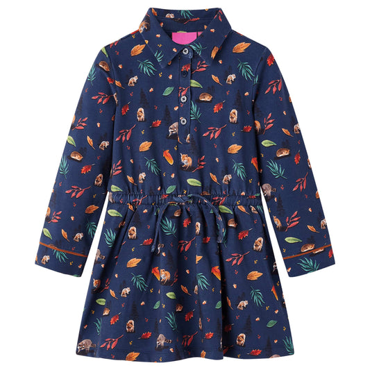 Kinderkleid mit Langen Ärmeln Marineblau 116