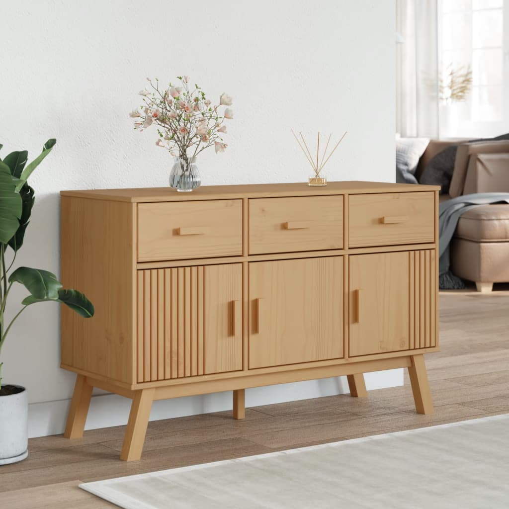 Sideboard OLDEN Braun 114x43x73,5 cm Massivholz Kiefer