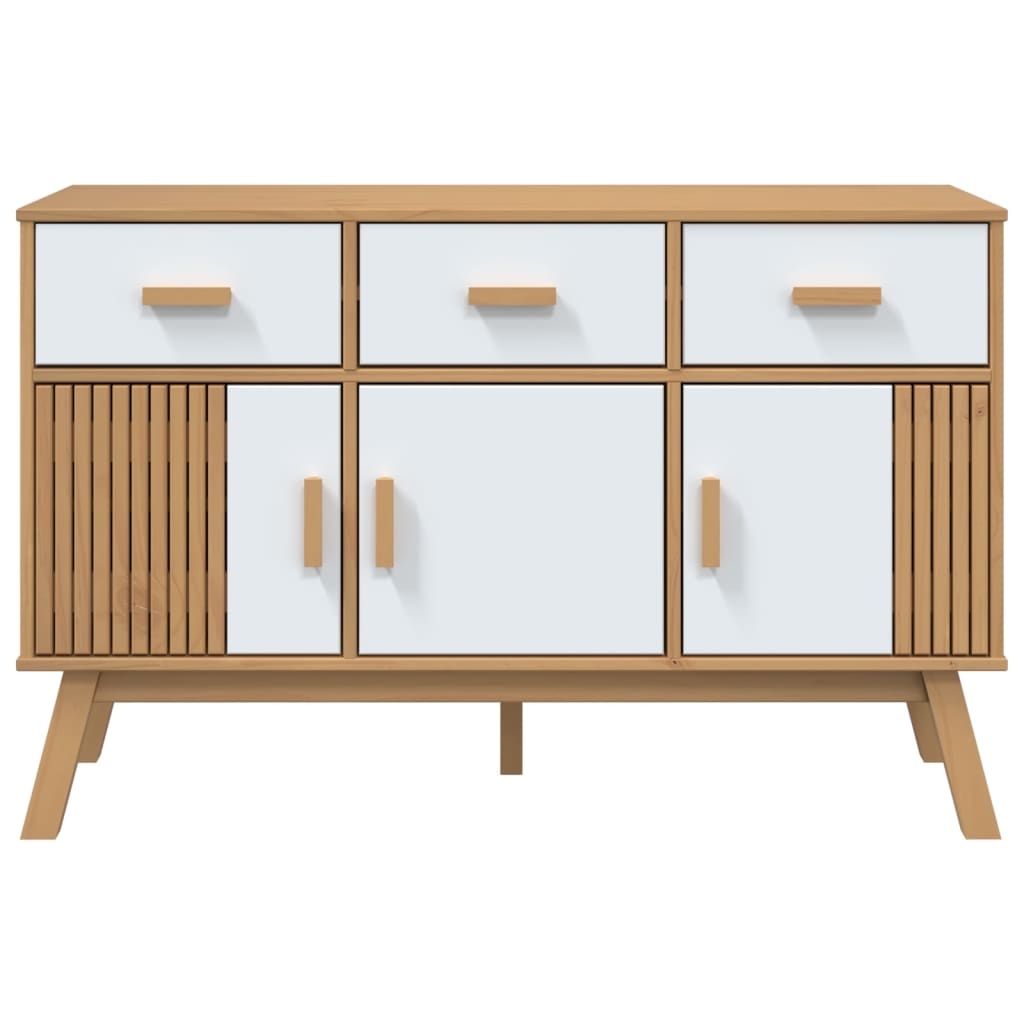 Sideboard OLDEN Weiß und Braun 114x43x73,5 cm Massivholz Kiefer