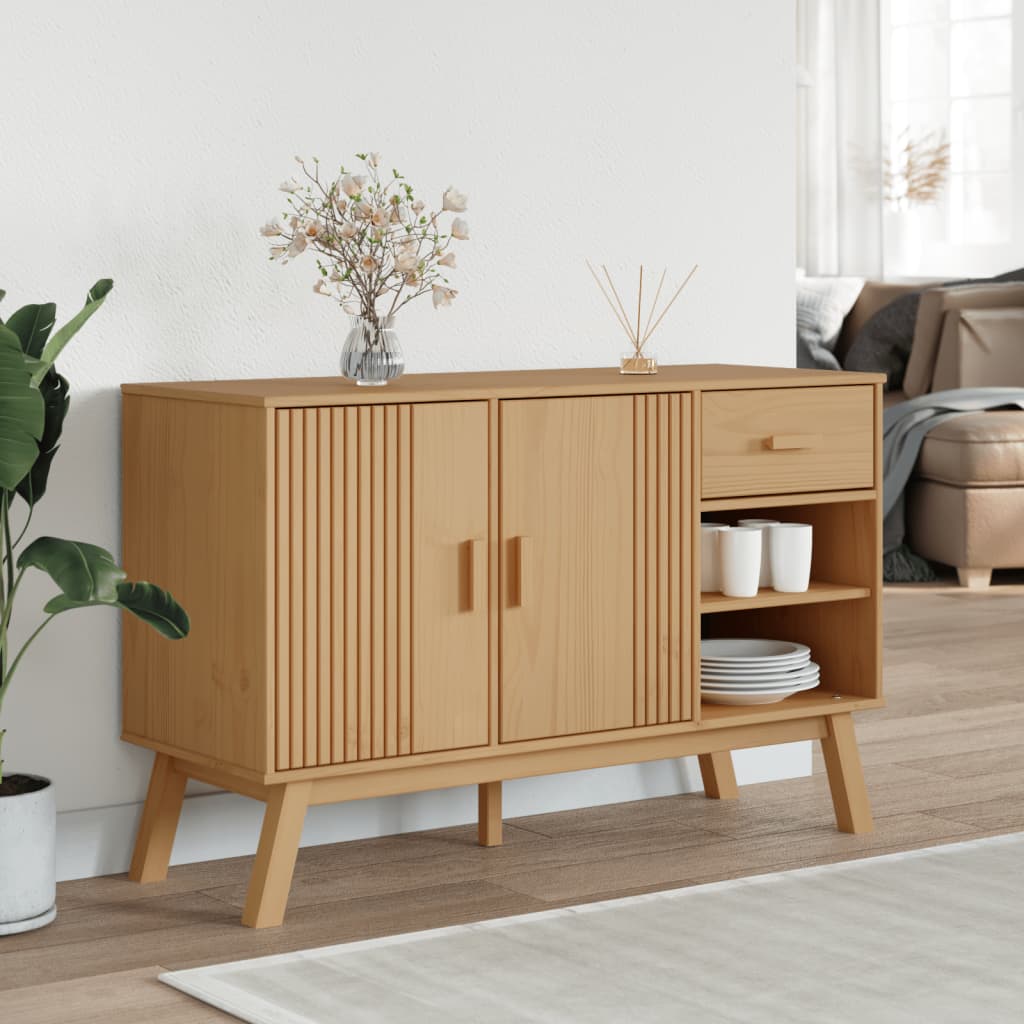 Sideboard OLDEN Braun 114x43x73,5 cm Massivholz Kiefer