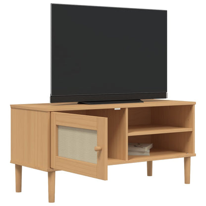 TV-Schrank SENJA Rattan-Optik Braun 106x40x49 cm Kiefernholz