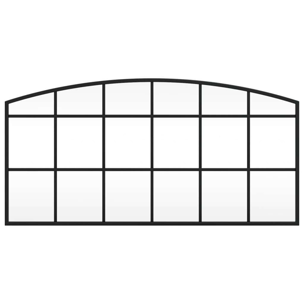 Wandspiegel Schwarz 80x40 cm Gewölbt Eisen