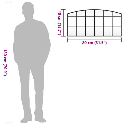 Wandspiegel Schwarz 80x40 cm Gewölbt Eisen