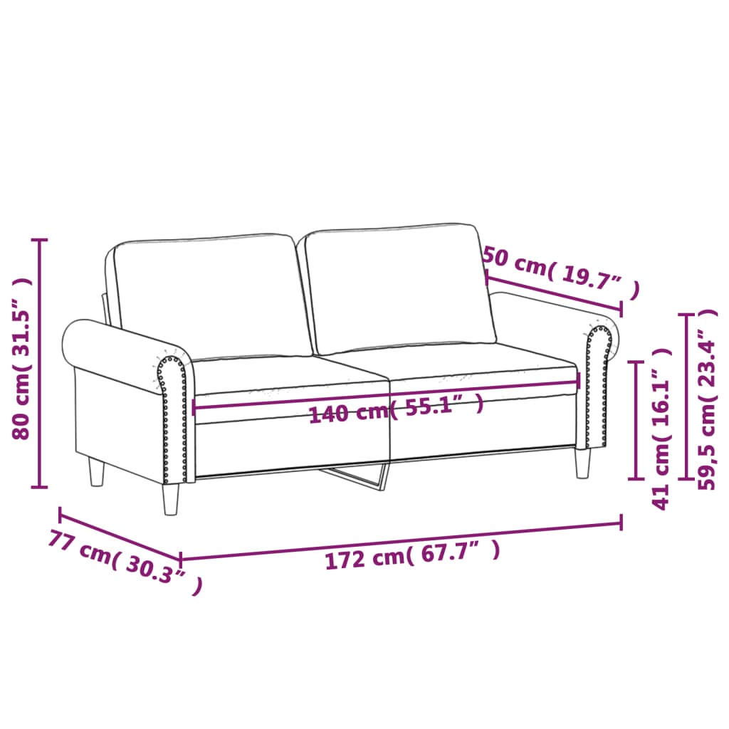 2-Sitzer-Sofa Creme 140 cm Kunstleder