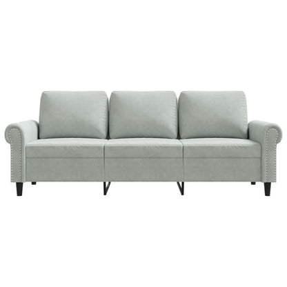 3-Sitzer-Sofa Hellgrau 180 cm Samt