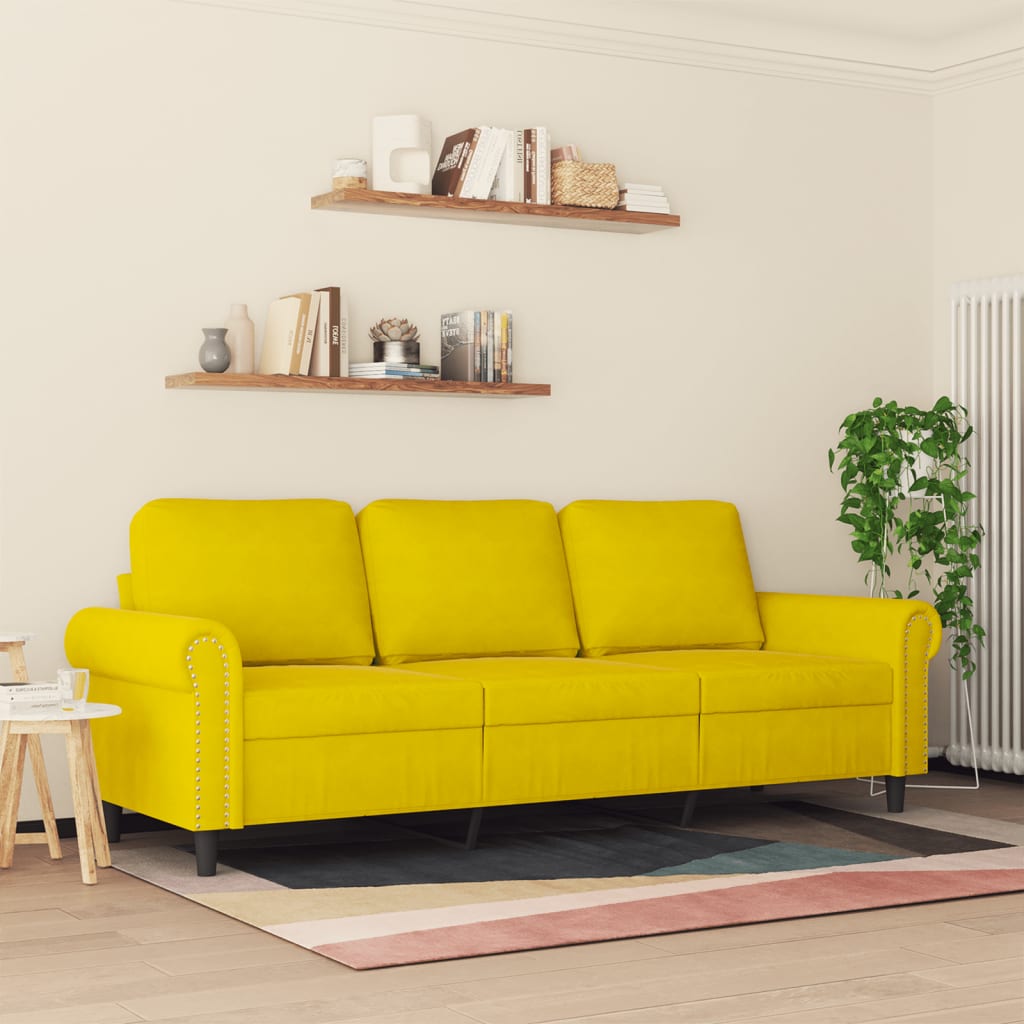 3-Sitzer-Sofa Gelb 180 cm Samt