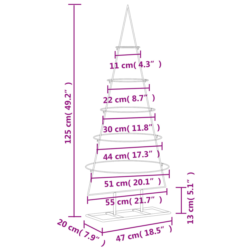 Metall-Weihnachtsbaum für Dekorationen Schwarz 125 cm