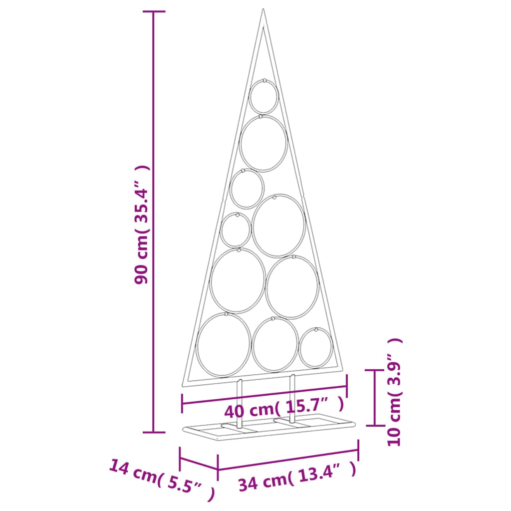 Metall-Weihnachtsbaum für Dekorationen Schwarz 90 cm