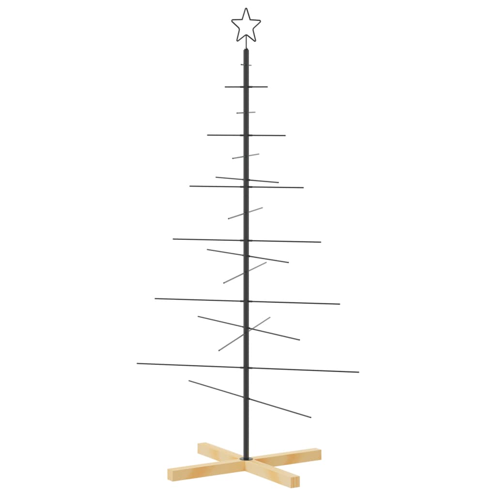 Weihnachtsbaum Metall mit Holzständer Schwarz 150 cm