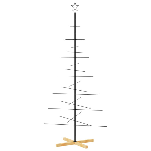Weihnachtsbaum Metall mit Holzständer Schwarz 180 cm