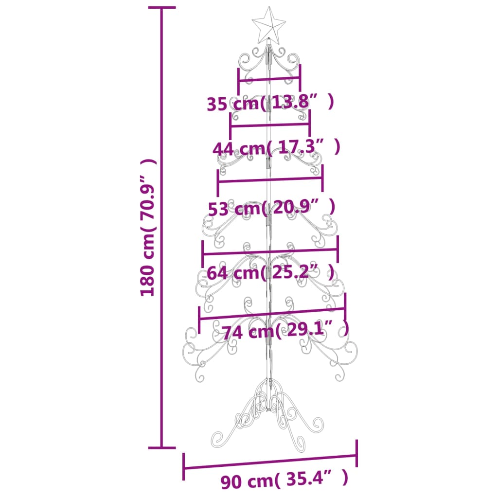 Metall-Weihnachtsbaum für Dekorationen Schwarz 180 cm