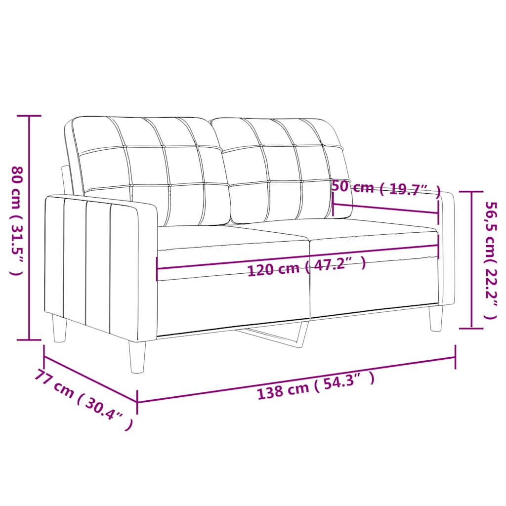 2-Sitzer-Sofa Grau 120 cm Kunstleder