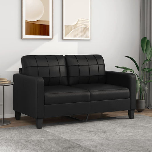 2-Sitzer-Sofa Schwarz 140 cm Kunstleder