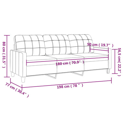 3-Sitzer-Sofa Weinrot 180 cm Kunstleder