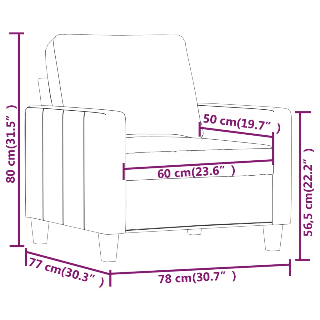 Sessel Creme 60 cm Kunstleder