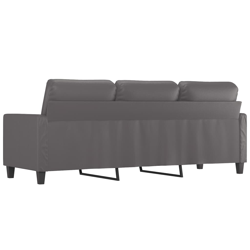 3-Sitzer-Sofa Grau 180 cm Kunstleder