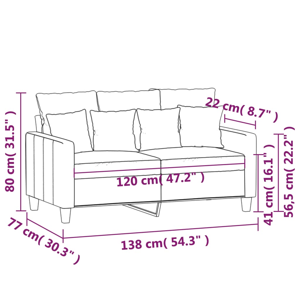 2-Sitzer-Sofa Hellgrau 120 cm Stoff