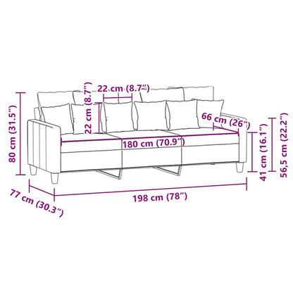 3-Sitzer-Sofa Dunkelgrau 180 cm Stoff