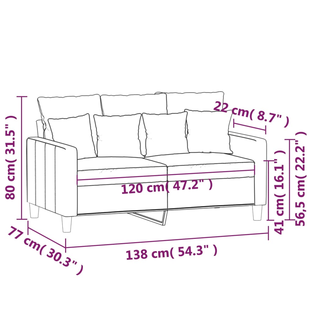 2-Sitzer-Sofa Schwarz 120 cm Samt